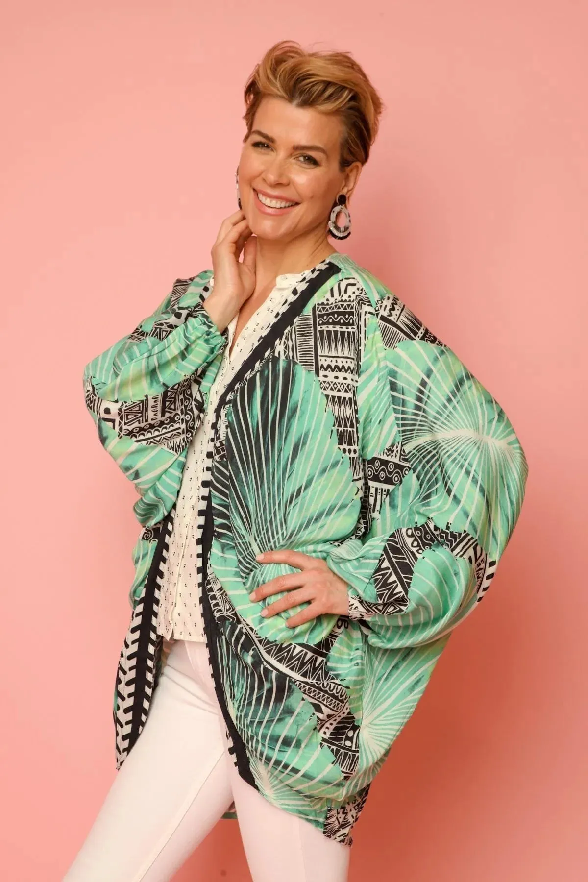 Tribal Print Cocoon Kimono