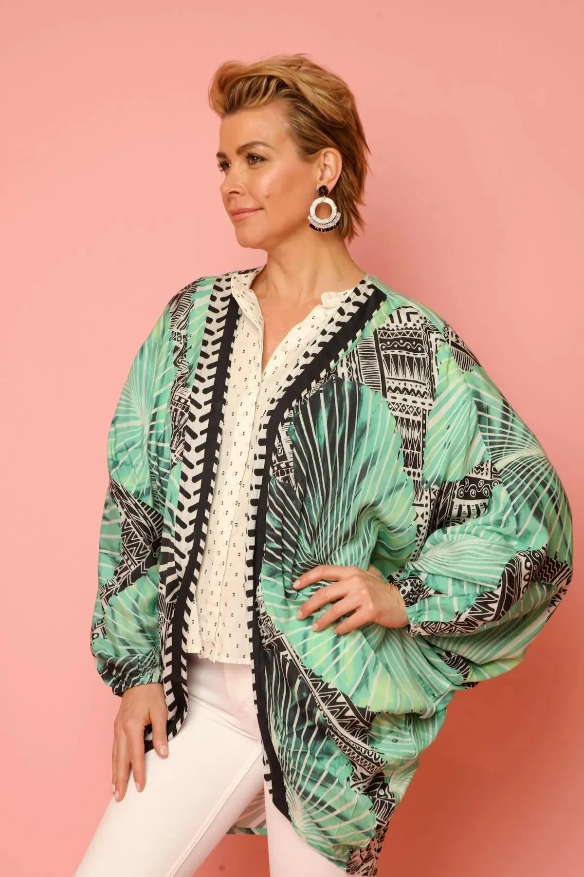 Tribal Print Cocoon Kimono