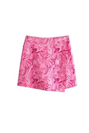 ‘Ustina’ Artistic Graffiti Tie-Dye Half-Wrap Shorts