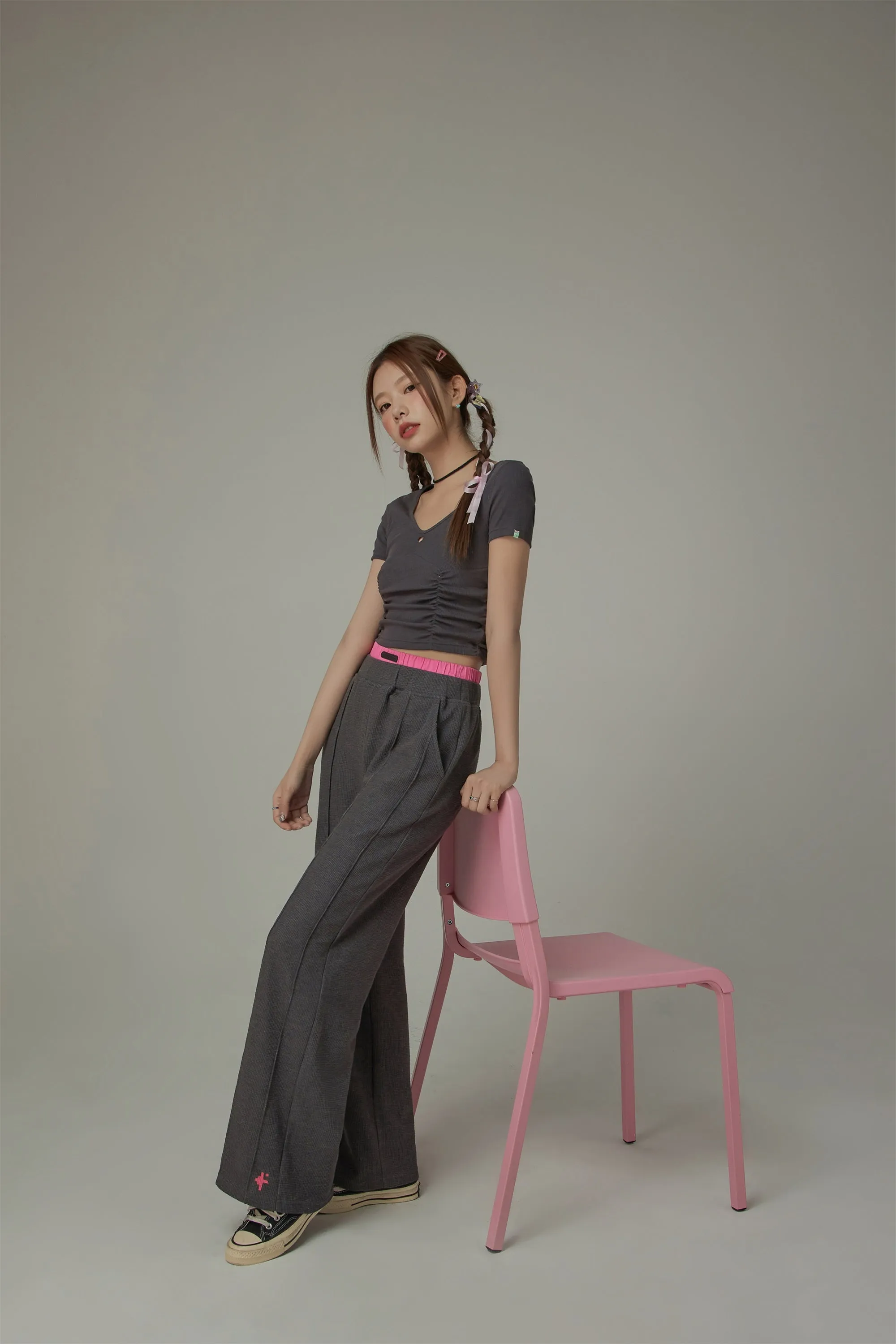 Wide Double Banding Loose Fit Pants