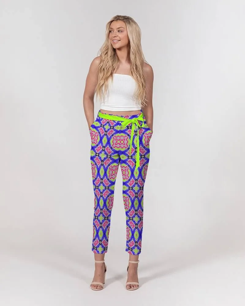 Women's Belted Tapered Chiffon Pants