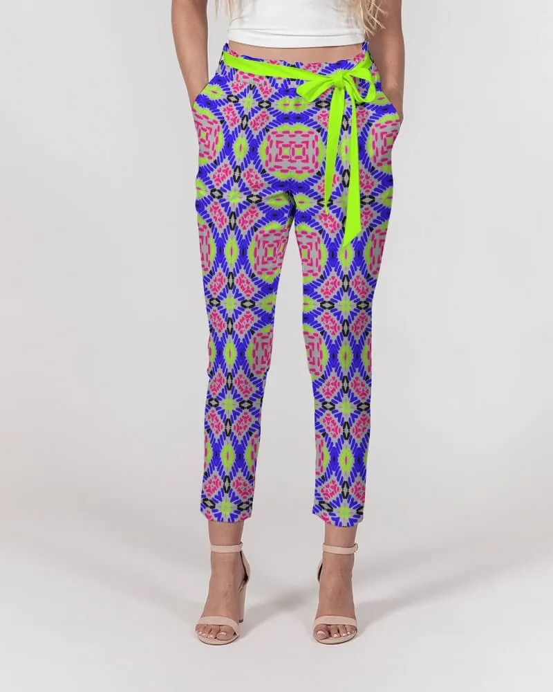 Women's Belted Tapered Chiffon Pants
