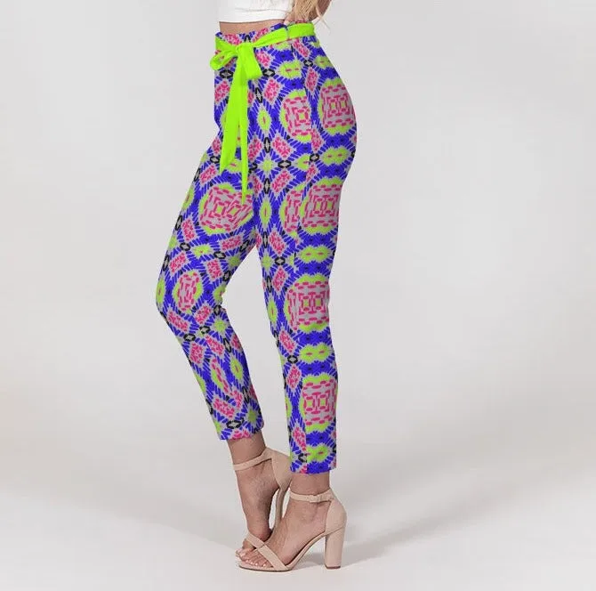 Women's Belted Tapered Chiffon Pants
