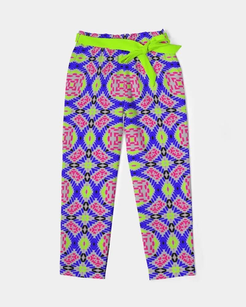 Women's Belted Tapered Chiffon Pants