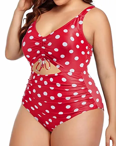 Women's Plus Size Cutout One Piece Swimsuit Tummy Control Monokini Swimwear