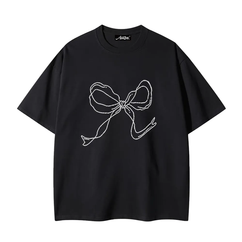 Women's Simple Bow Print T-Shirt