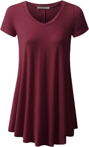 Womens V-Neck Elong Tunic Top Mini T-Shirt Dress
